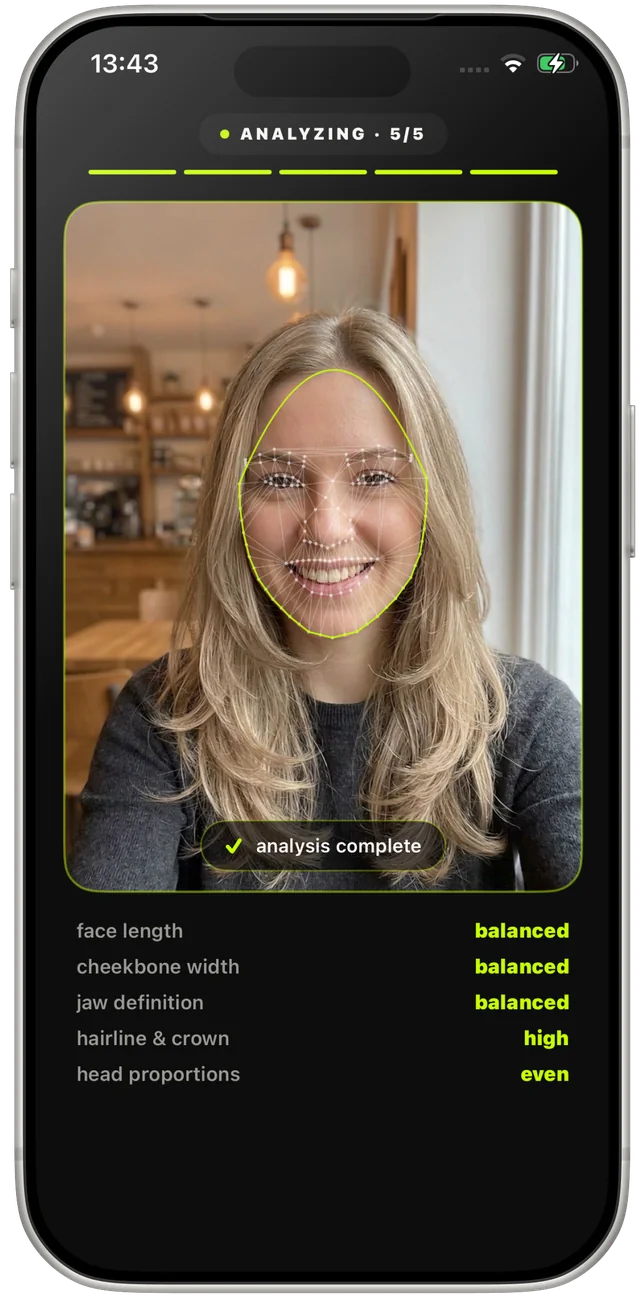 FADR analysing face shape: face length, cheekbone width and jaw definition