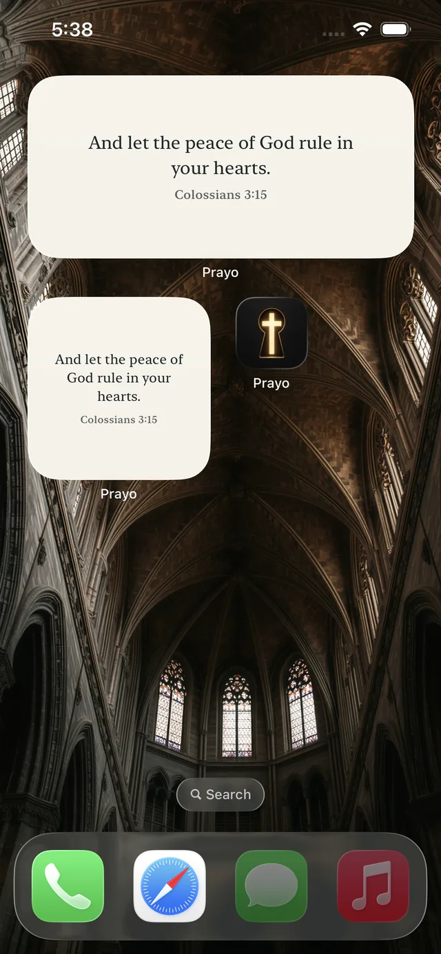 Prayo widgets on home screen