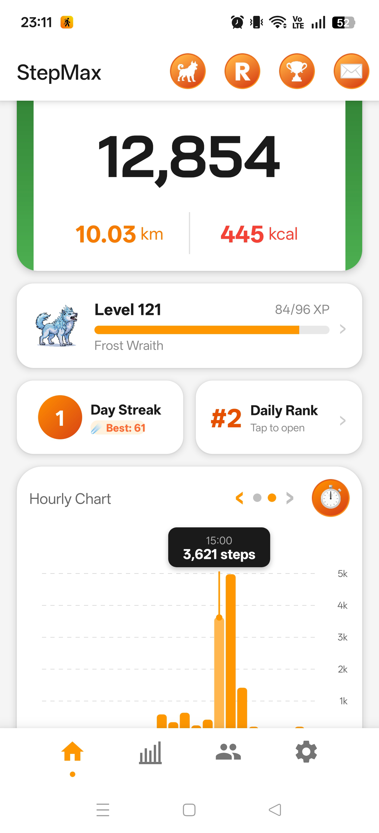 StepMax Home Screen