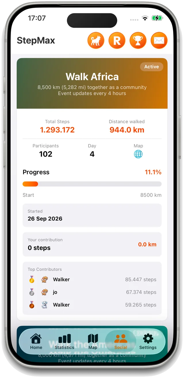 StepMax community event with shared community progress